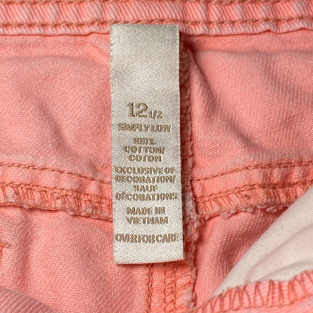 Justice Denim Shorts Girls Size 12.5 Pastel Peach Pink Summer Casual EUC - Picture 5 of 9